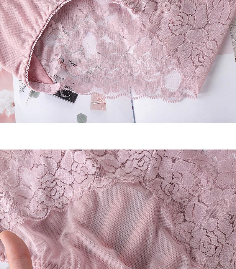 Women Ultra-thin Mesh Panties Sexy High-waist Butt Lifter Briefs Lace Embroidery Underwear Seamless Breathable Plus Size Knicker