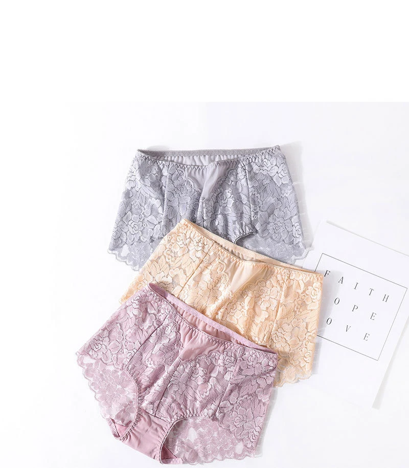 Women Ultra-thin Mesh Panties Sexy High-waist Butt Lifter Briefs Lace Embroidery Underwear Seamless Breathable Plus Size Knicker