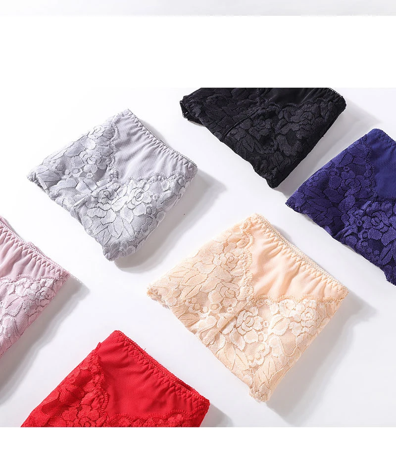 Women Ultra-thin Mesh Panties Sexy High-waist Butt Lifter Briefs Lace Embroidery Underwear Seamless Breathable Plus Size Knicker