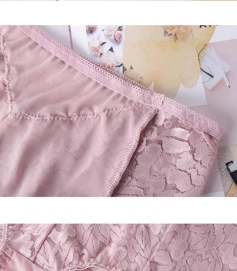 Women Ultra-thin Mesh Panties Sexy High-waist Butt Lifter Briefs Lace Embroidery Underwear Seamless Breathable Plus Size Knicker
