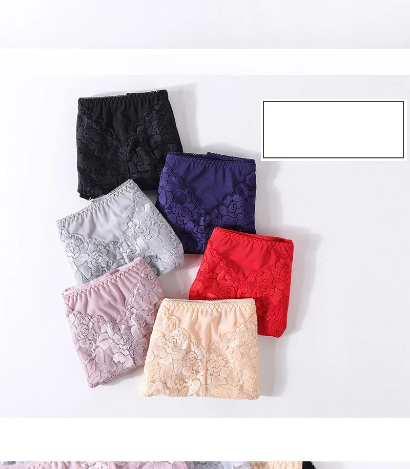 Women Ultra-thin Mesh Panties Sexy High-waist Butt Lifter Briefs Lace Embroidery Underwear Seamless Breathable Plus Size Knicker