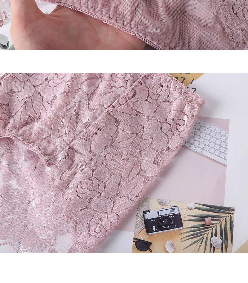 Women Ultra-thin Mesh Panties Sexy High-waist Butt Lifter Briefs Lace Embroidery Underwear Seamless Breathable Plus Size Knicker