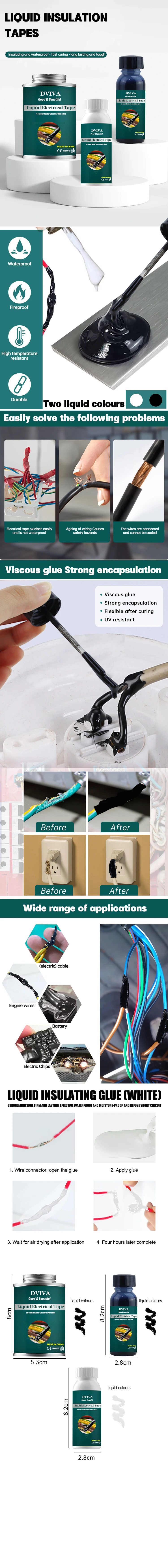 Liquid Electrical Tape Waterproof Insulation Paste Quick-Drying Home Use Wire Cable Coat Repair Glue Fix Line Glue For Wires