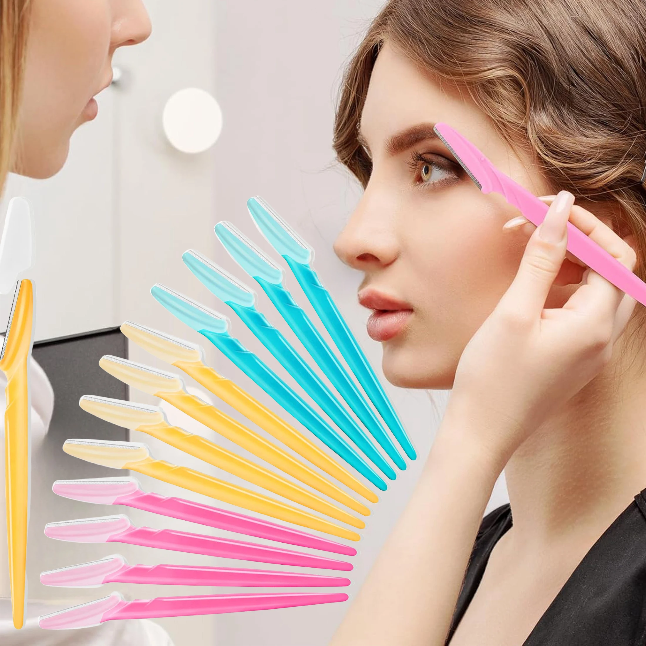 5/10/30/40pcsbrow Razor and Face Razor for Women and Men, Eyebrow Hair Trimmer and Shaver with Protective Cover,Safe