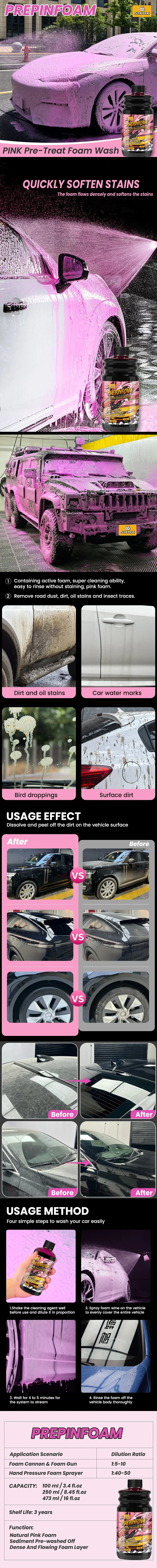 Pink Magic Foam Car Wash Shampoo Car High Concentration Sediment Pre-washed Off Wash Car Wash Soap Super Foam Cleaner X1 