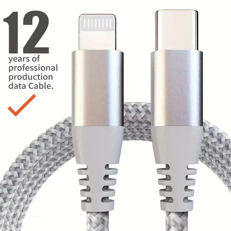 1PC 2PCS Type C to Lightning Fast Charging Data Cable MFI Certified 20W Nylon Braided Cable for iPhone14 14Pro 14Plus 13 12 11 X