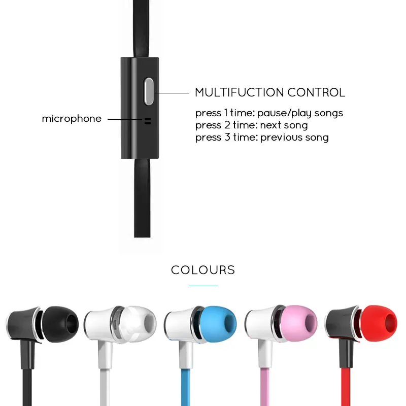 Extra Bass Headphones wired Earphone 3.5mm Earphones With Microphone Noodles Style наушники Sport Headset for Samsung