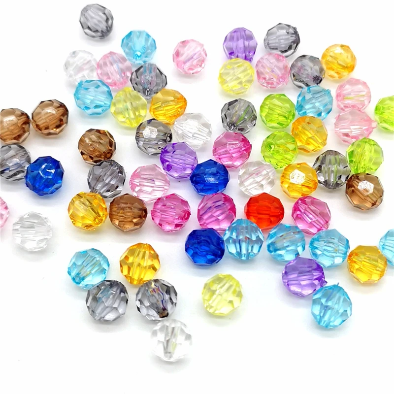 6/8/10/12mm Rondelle Faceted Acrylic Beads Loose Spacer Beads for Handmade DIY Necklace Bracelet Jewelry Making Wholesale