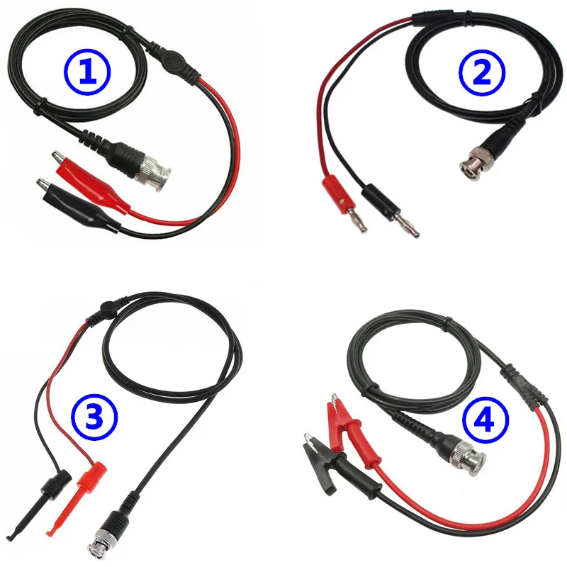 JX 1PCS BNC Male Plug to Dual Hook Clip Alligator Clip Banana Plug Test Lead for Oscilloscope/Multimeter
