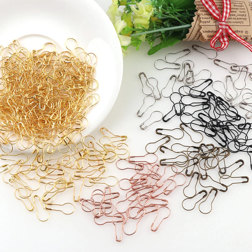 100Pcs Metal Pins Calabash Gourd Pear Shape Safety Metal Clips Knitting Stitch Marker Tag Hangtag Pins Fastener Craft DIY