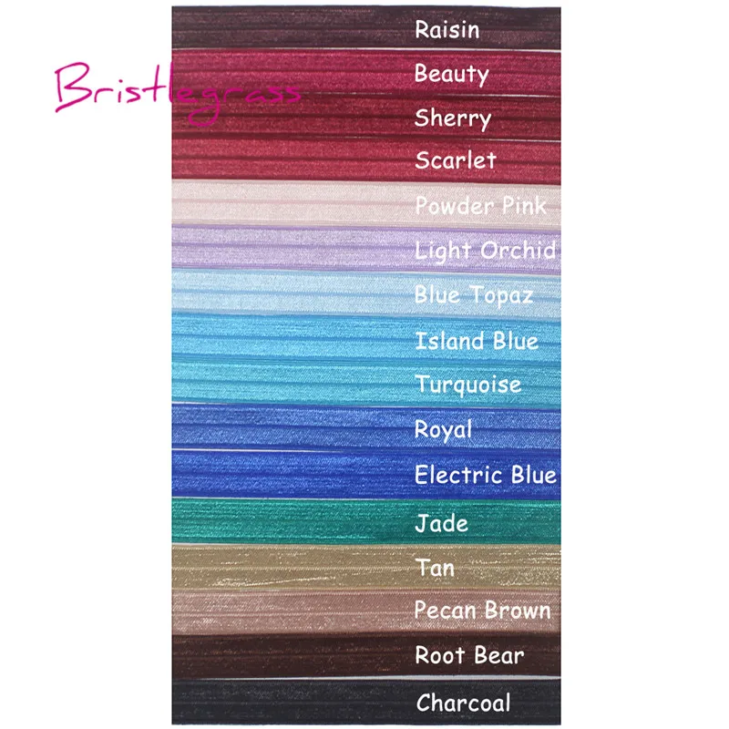 BRISTLEGRASS 2 5 10 Yard 5/8" 15mm Solid Shiny Fold Over Elastic FOE Spandex Satin Band Tape Hair Tie Headband Dress Sewing Trim