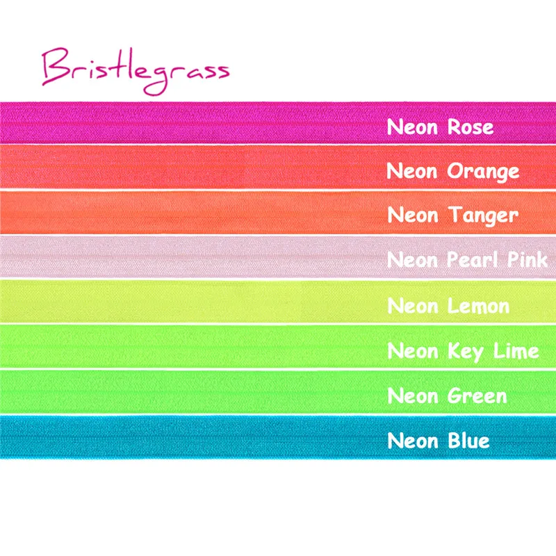 BRISTLEGRASS 2 5 10 Yard 5/8" 15mm Solid Shiny Fold Over Elastic FOE Spandex Satin Band Tape Hair Tie Headband Dress Sewing Trim