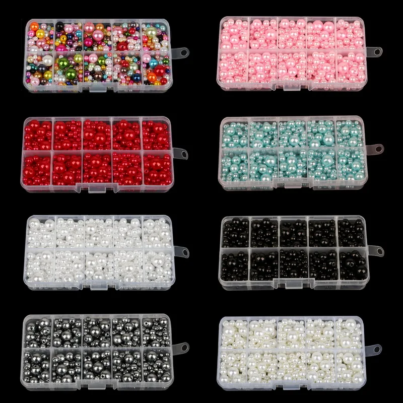 350Pcs 4mm-10mm Mixed Round Imitation ABS Pearl Beads Solid Color Loose Garment Beads for Clothing Decoration,Not Include Boxes