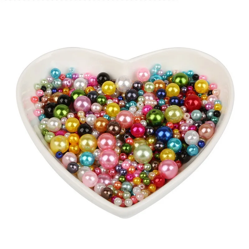 350Pcs 4mm-10mm Mixed Round Imitation ABS Pearl Beads Solid Color Loose Garment Beads for Clothing Decoration,Not Include Boxes