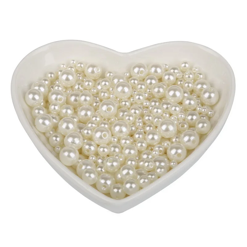 350Pcs 4mm-10mm Mixed Round Imitation ABS Pearl Beads Solid Color Loose Garment Beads for Clothing Decoration,Not Include Boxes