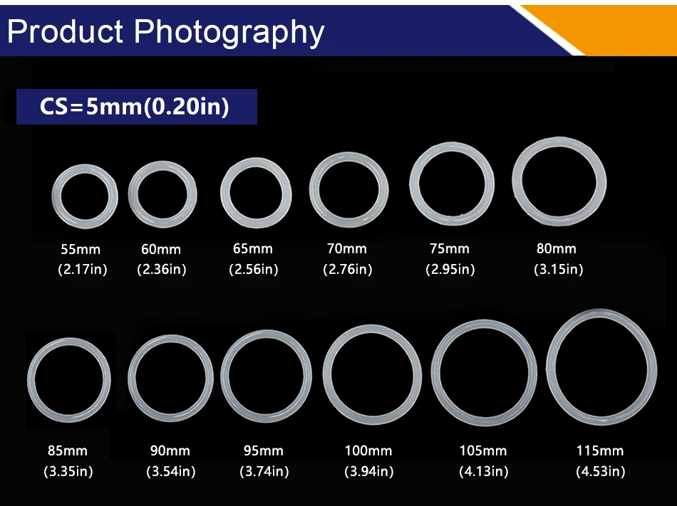 Thickness CS3/3.5/5mm White VMQ O-ring Cross Section Silicon Rubber Sealing Gasket Rubber Washer Wholesale in Specifications