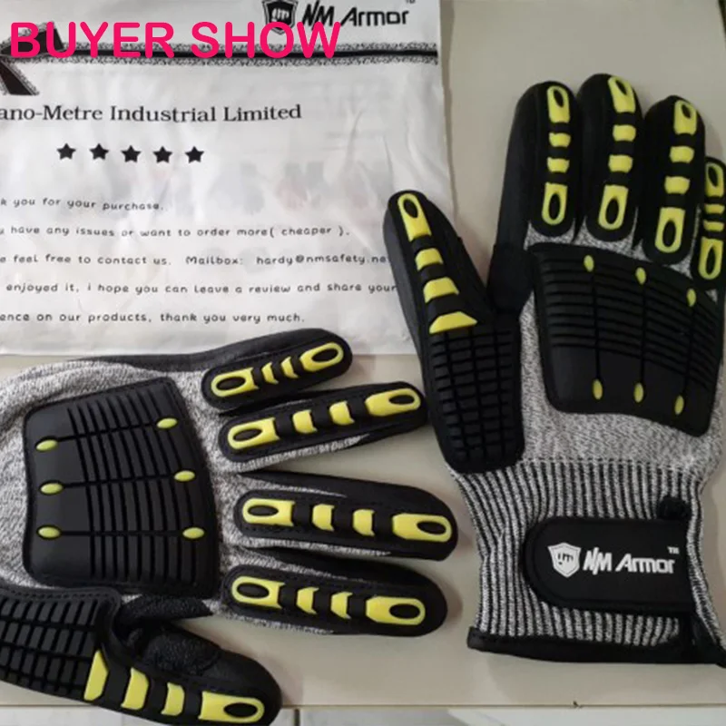 NMSafety Anti Vibration Safety Work Glove Shock Resistant Glove Anti Impact Mechanics Protective Work Gloves