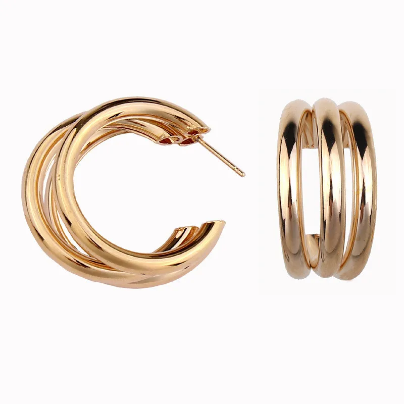 Minimalist Brand Hoop Circle Earring Woman 2022 New Vintage Gold Color korean Scrub Statement Big Earrings Accessories brincos
