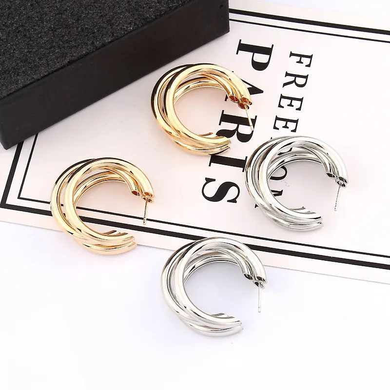 Minimalist Brand Hoop Circle Earring Woman 2022 New Vintage Gold Color korean Scrub Statement Big Earrings Accessories brincos