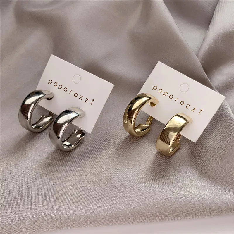 Minimalist Brand Hoop Circle Earring Woman 2022 New Vintage Gold Color korean Scrub Statement Big Earrings Accessories brincos