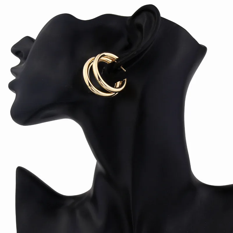 Minimalist Brand Hoop Circle Earring Woman 2022 New Vintage Gold Color korean Scrub Statement Big Earrings Accessories brincos
