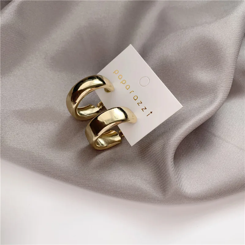 Minimalist Brand Hoop Circle Earring Woman 2022 New Vintage Gold Color korean Scrub Statement Big Earrings Accessories brincos