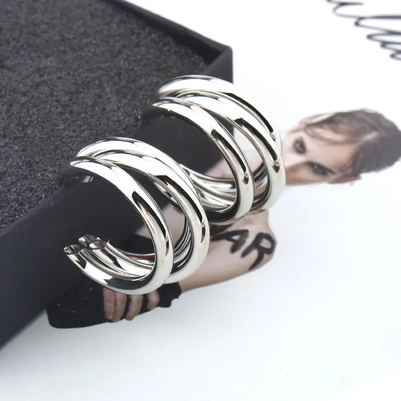 Minimalist Brand Hoop Circle Earring Woman 2022 New Vintage Gold Color korean Scrub Statement Big Earrings Accessories brincos