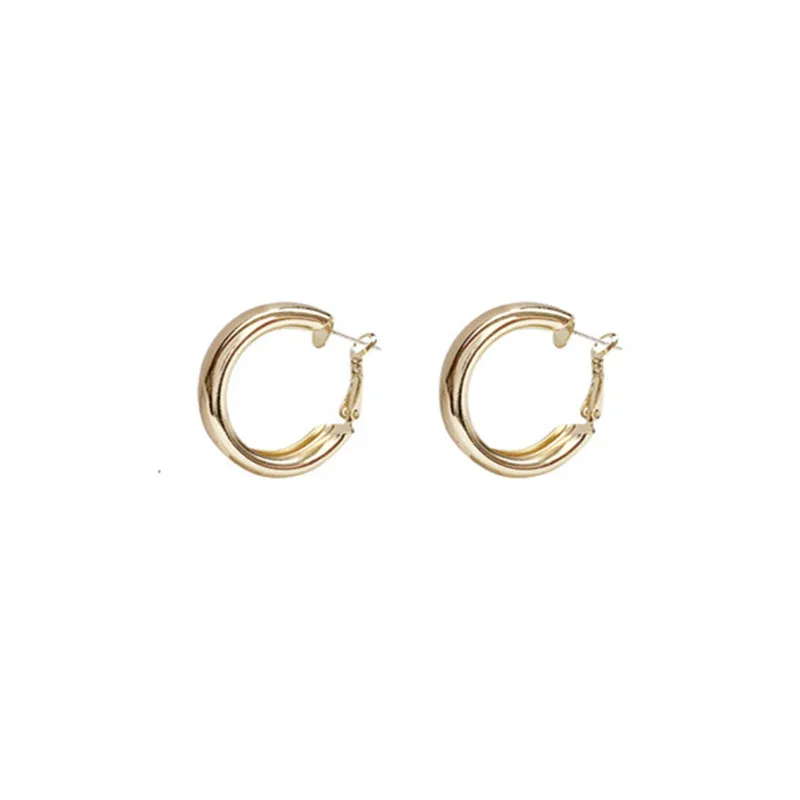 Minimalist Brand Hoop Circle Earring Woman 2022 New Vintage Gold Color korean Scrub Statement Big Earrings Accessories brincos