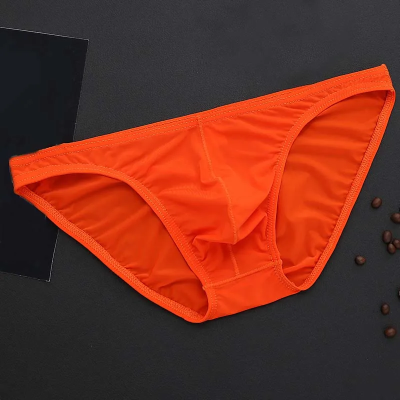 Men's Briefs Soft Breathable Silk Sexy Underwear Men's Hot Hips Up Transparent Jockstrap Sexy Colorful Undies Cueca