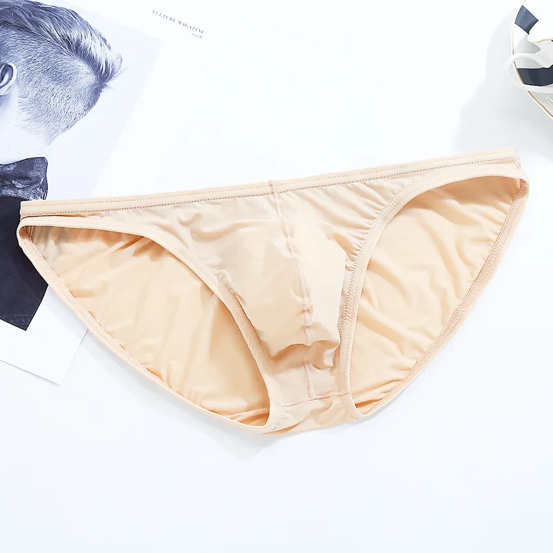 Men's Briefs Soft Breathable Silk Sexy Underwear Men's Hot Hips Up Transparent Jockstrap Sexy Colorful Undies Cueca