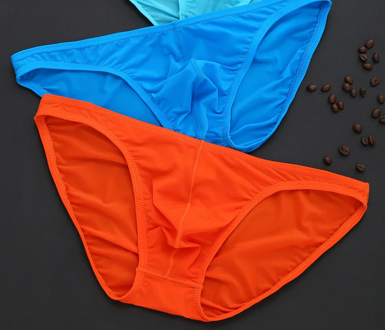 Men's Briefs Soft Breathable Silk Sexy Underwear Men's Hot Hips Up Transparent Jockstrap Sexy Colorful Undies Cueca