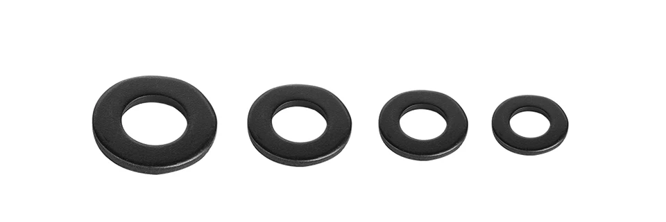 1/100pcs Black Flat Washer M2 M2.5 M3 M4 M5 M6 M8 M10 M12 M14 M16 M18 M20 M22 M27 M30 M33 M36 Carbon Steel Plain Washers Gaskets