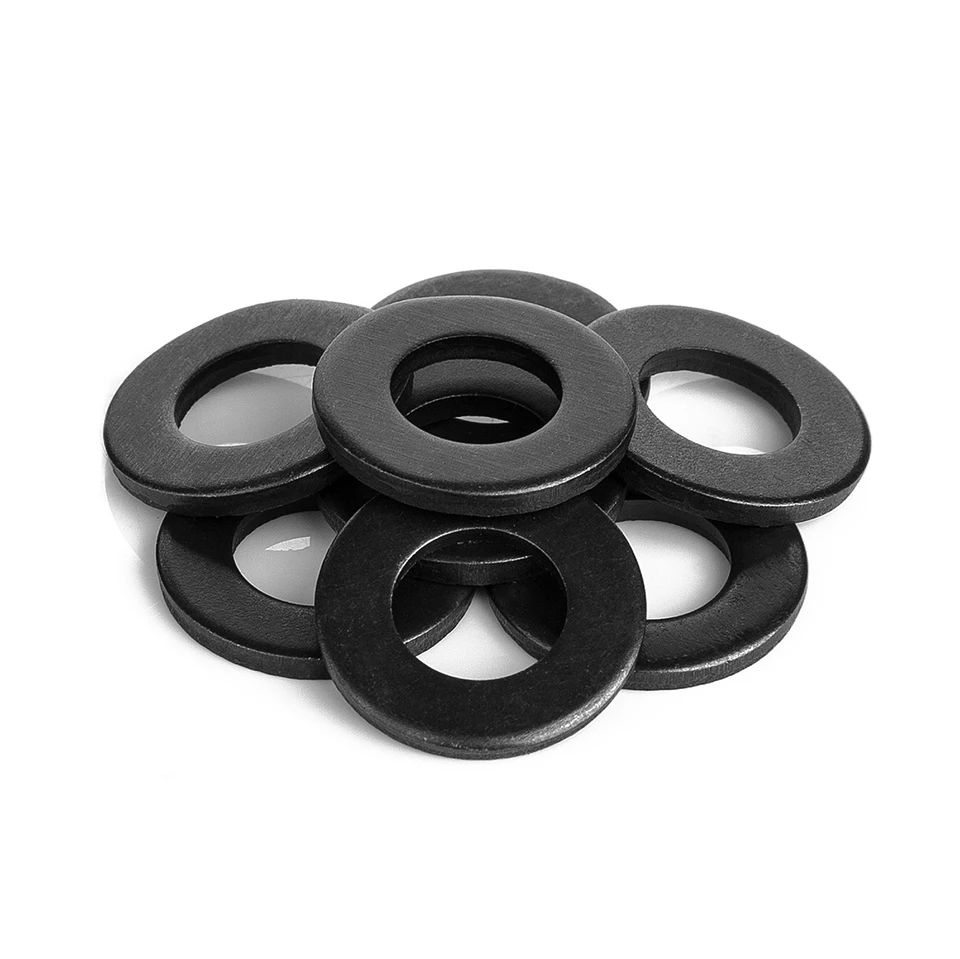 1/100pcs Black Flat Washer M2 M2.5 M3 M4 M5 M6 M8 M10 M12 M14 M16 M18 M20 M22 M27 M30 M33 M36 Carbon Steel Plain Washers Gaskets