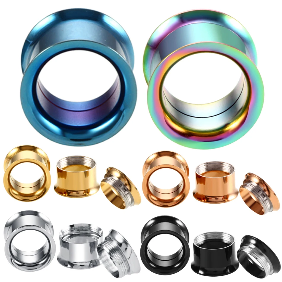 2Pcs/lot 2mm-30mm Stainless Steel Ear Stretcher Expanders Tunnels and Plugs Earrings Screwed Back Ear Dilations Ear Expansions