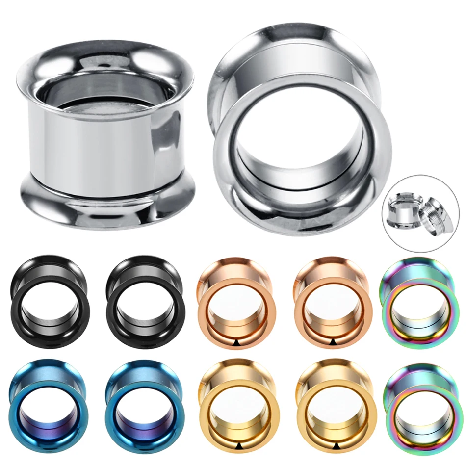 2Pcs/lot 2mm-30mm Stainless Steel Ear Stretcher Expanders Tunnels and Plugs Earrings Screwed Back Ear Dilations Ear Expansions