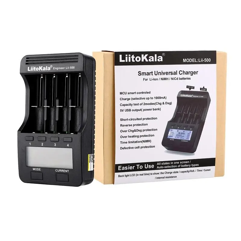 LiitoKala Lii-600 Lii-500 Lii-500S Lii-M4 Lii-M4S LCD 3.7V 1.2V 18650 26650 16340 14500 18500 20700B Battery Charger