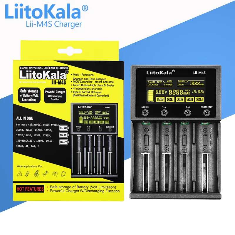 LiitoKala Lii-600 Lii-500 Lii-500S Lii-M4 Lii-M4S LCD 3.7V 1.2V 18650 26650 16340 14500 18500 20700B Battery Charger