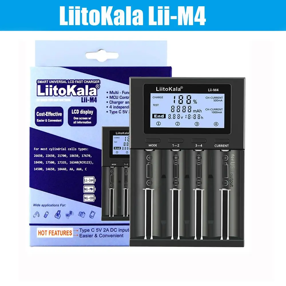 LiitoKala Lii-600 Lii-500 Lii-500S Lii-M4 Lii-M4S LCD 3.7V 1.2V 18650 26650 16340 14500 18500 20700B Battery Charger