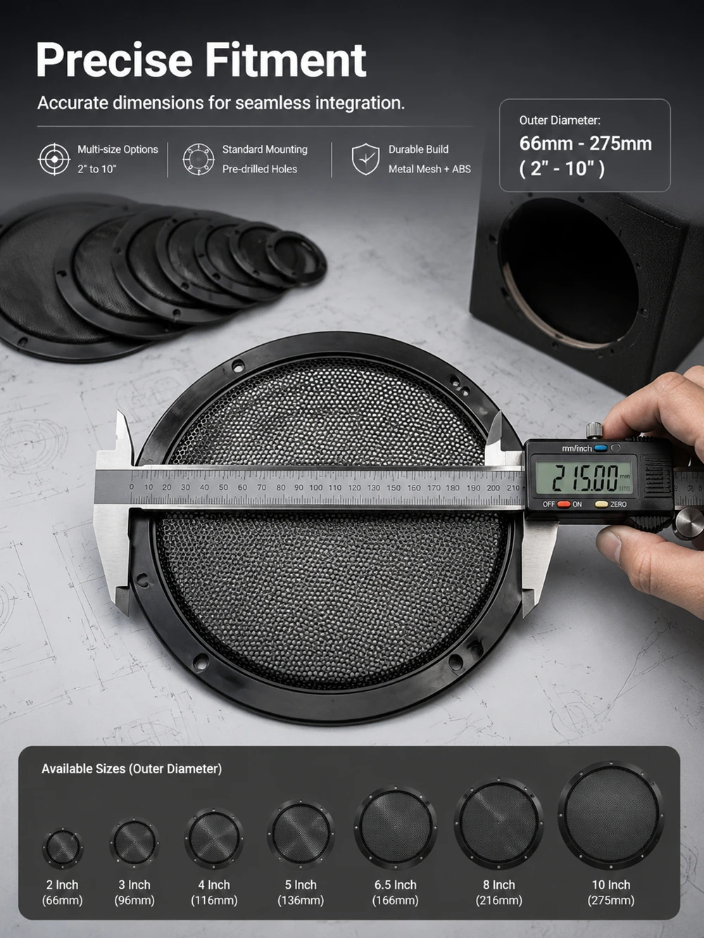 HIFIDIY LIVE 4 5 6 8 10 Inch Speaker Net Cover High-Grade Car Home Mesh Enclosure Speakers Plastic Frame Metal Iron Wire Grilles