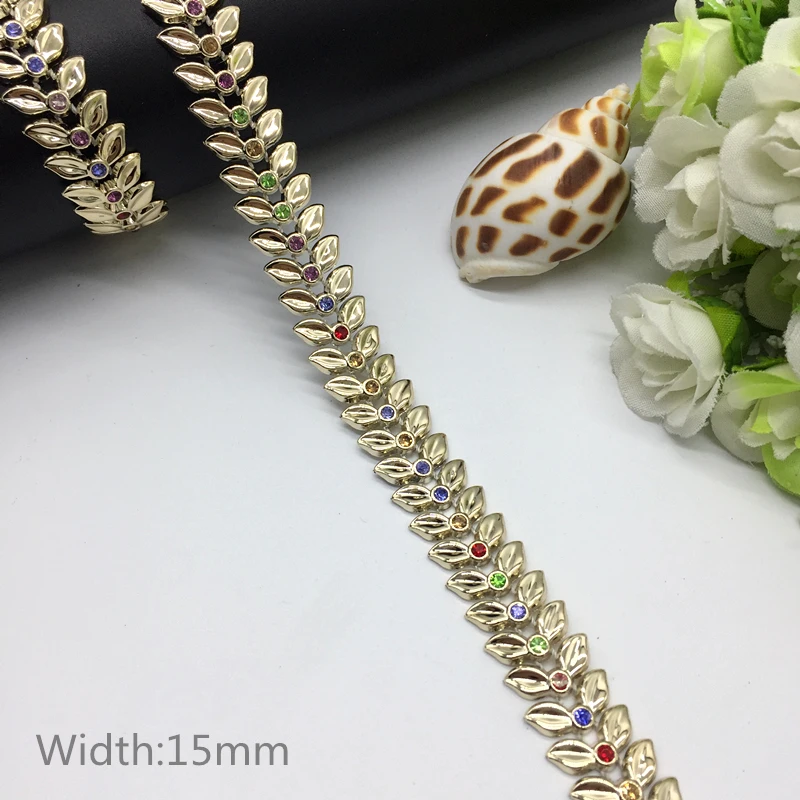 1 yard Rhinestone Chain Pearl Crystal Chain Sew On Trims Wedding Dress Costume Applique #ZL01-25
