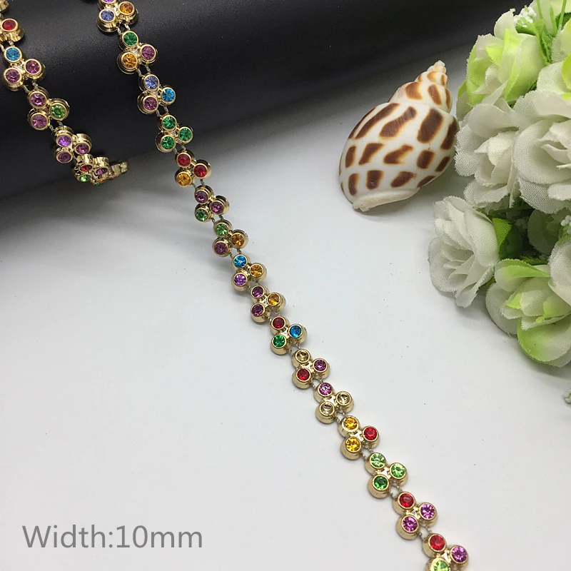 1 yard Rhinestone Chain Pearl Crystal Chain Sew On Trims Wedding Dress Costume Applique #ZL01-25
