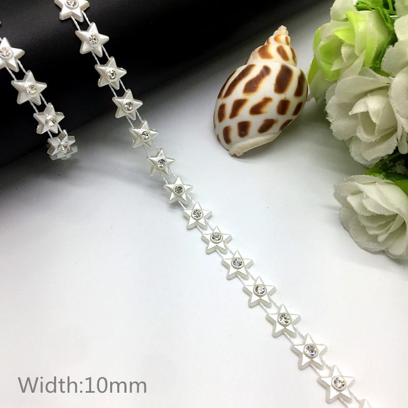 1 yard Rhinestone Chain Pearl Crystal Chain Sew On Trims Wedding Dress Costume Applique #ZL01-25