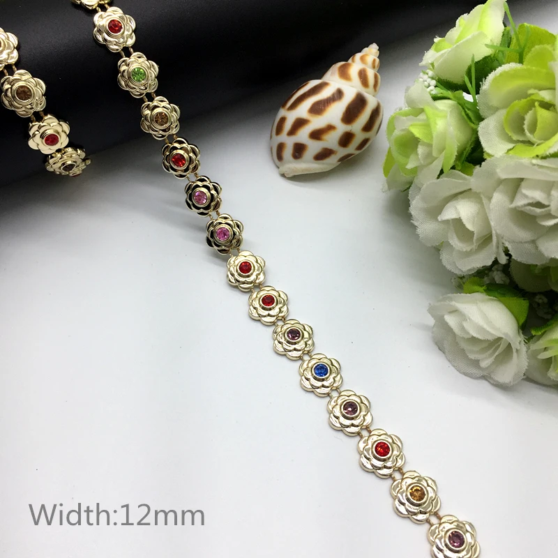 1 yard Rhinestone Chain Pearl Crystal Chain Sew On Trims Wedding Dress Costume Applique #ZL01-25