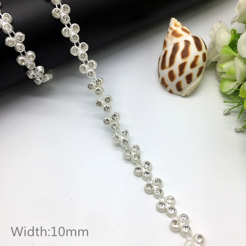 1 yard Rhinestone Chain Pearl Crystal Chain Sew On Trims Wedding Dress Costume Applique #ZL01-25