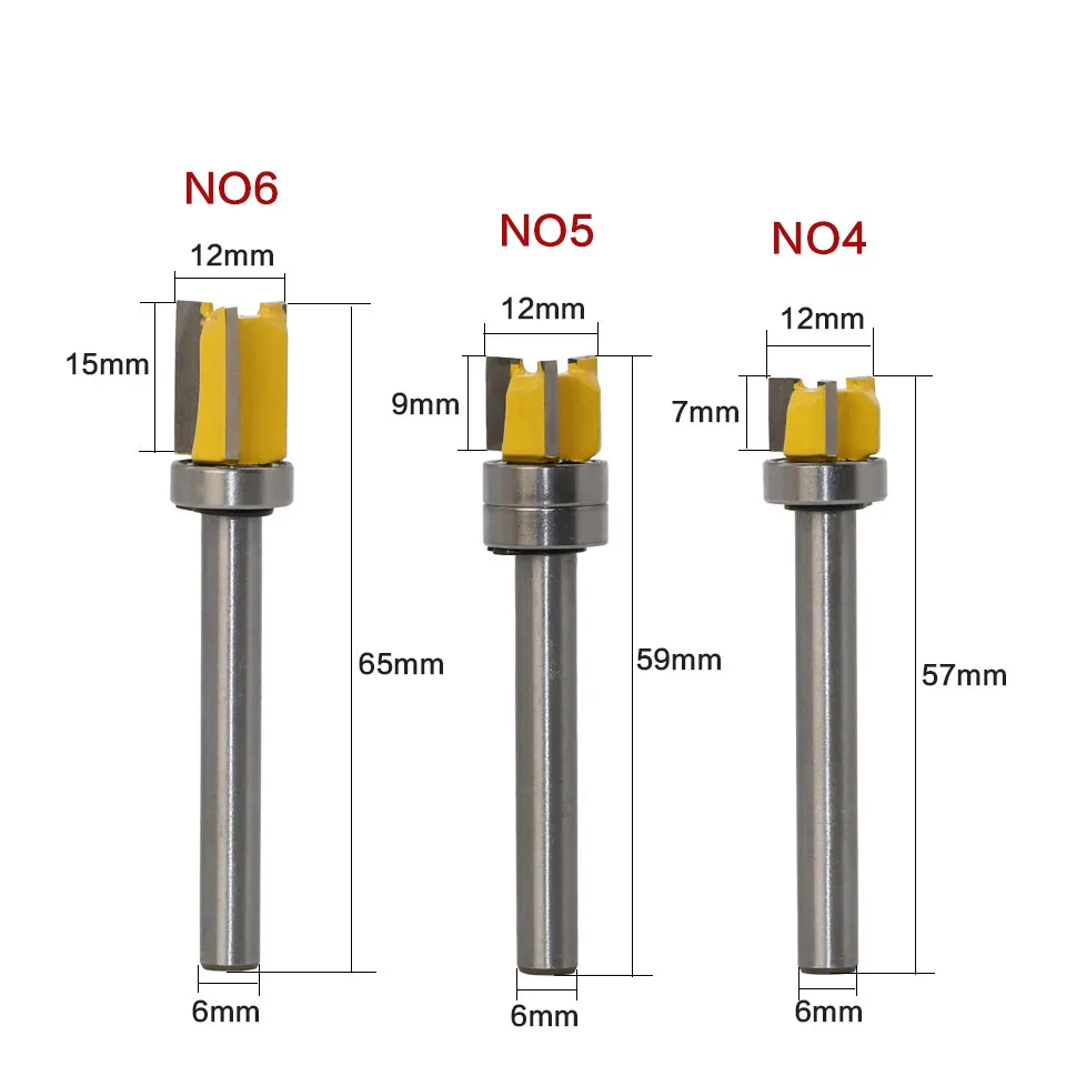 1PC 6mm Shank Template Trim Hinge Mortising Router Bit Straight End Mill Trimmer Cleaning Flush Trim Tenon Cutter for Woodworkin