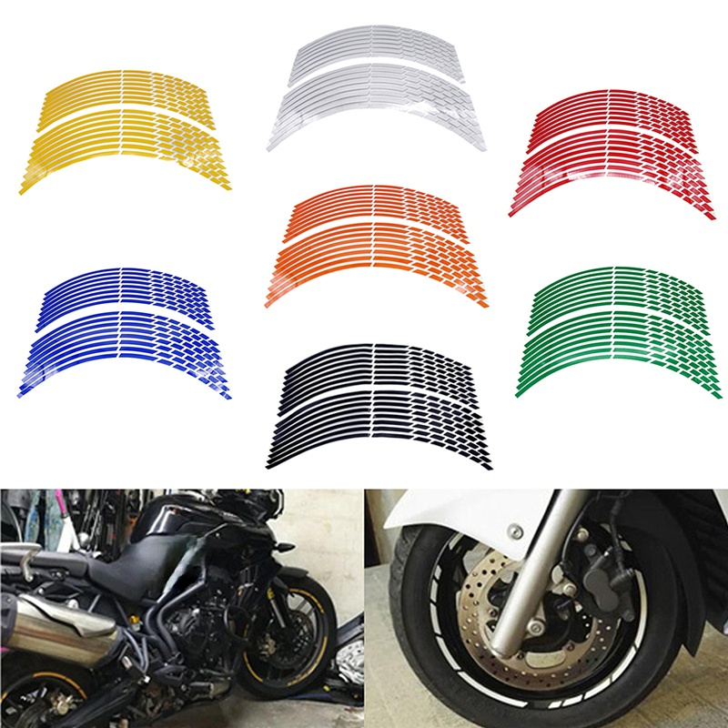17"18"19" 16Strips Motorcycle Car Wheel Tire Stickers Reflective Rim Tape Motorbike Auto Decals for Yamaha Suzuki Honda Kawasaki