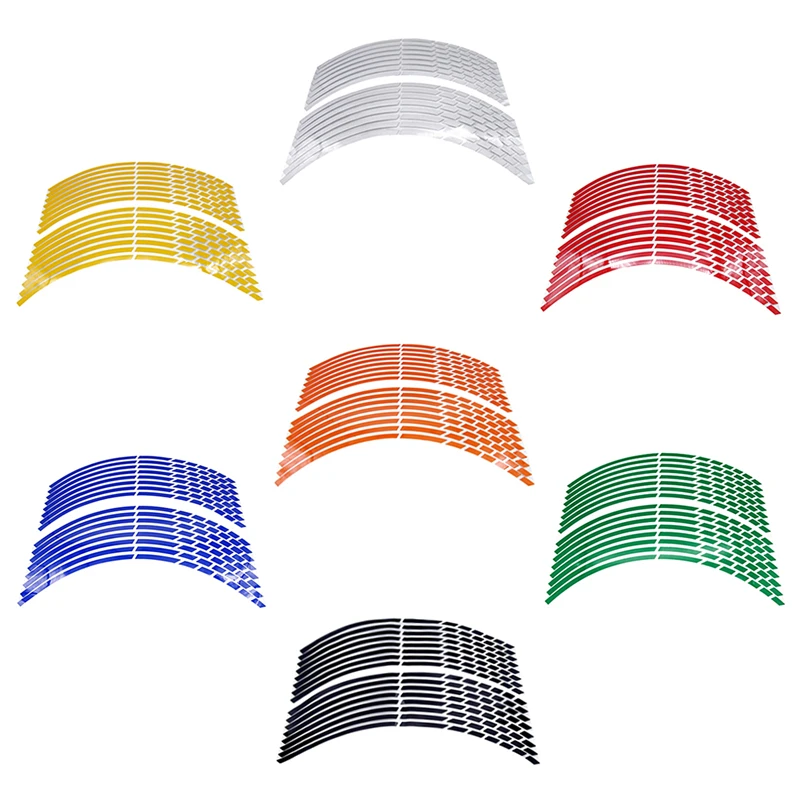 17"18"19" 16Strips Motorcycle Car Wheel Tire Stickers Reflective Rim Tape Motorbike Auto Decals for Yamaha Suzuki Honda Kawasaki