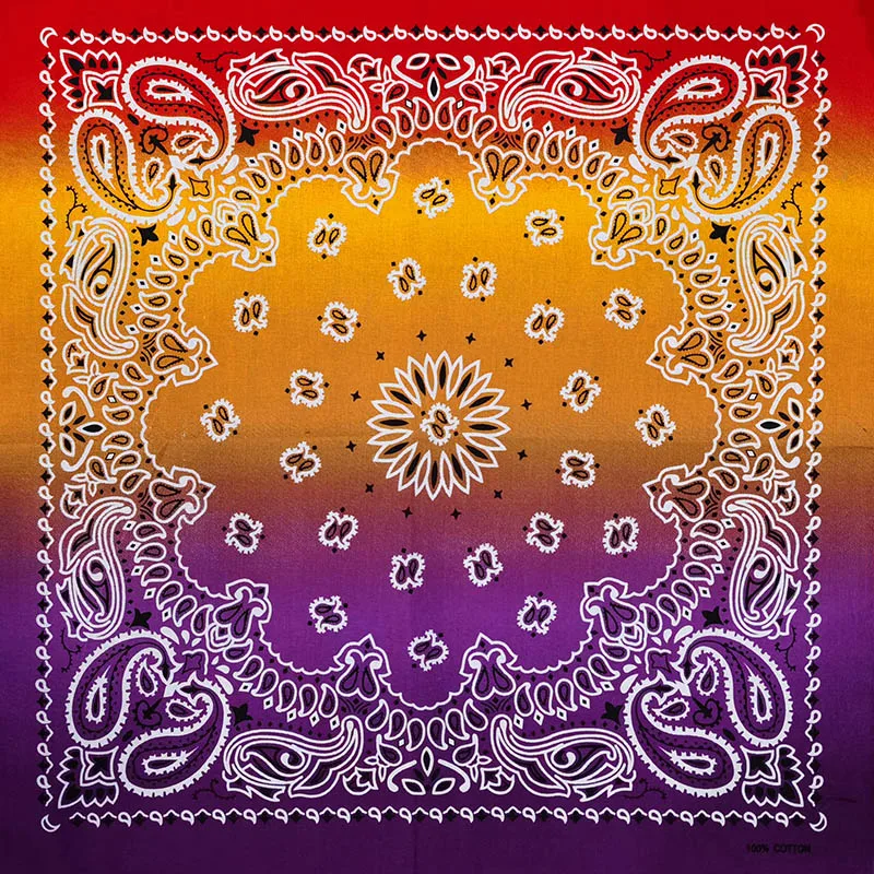 New Fashion Hip Hop 100% Cotton Bandana Square Scarf Gradient Color Paisley Headband Printed For Women/Men/Boys/Girls