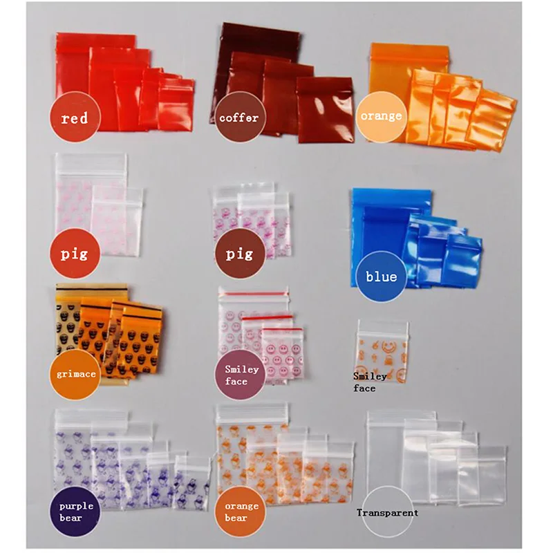 100pcs Mini Zip Lock Bags Plastic Packaging Bags Small Plastic Zipper Bag Ziplock Bag Ziplock Pill Packaging Pouches More Size