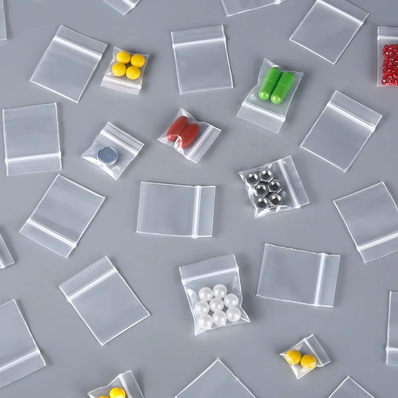 100pcs Mini Zip Lock Bags Plastic Packaging Bags Small Plastic Zipper Bag Ziplock Bag Ziplock Pill Packaging Pouches More Size